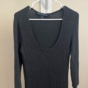 French Connection Gray Long Sleeve Scoop Neck Dress